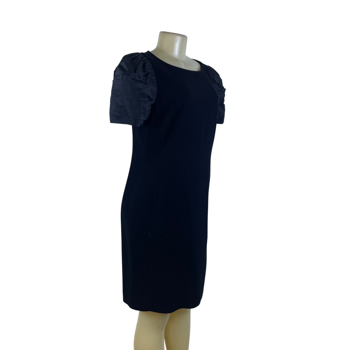 Rickie Freeman Terijon Women's Black Satin Sleeve Sheath Dress Elegant Size 8