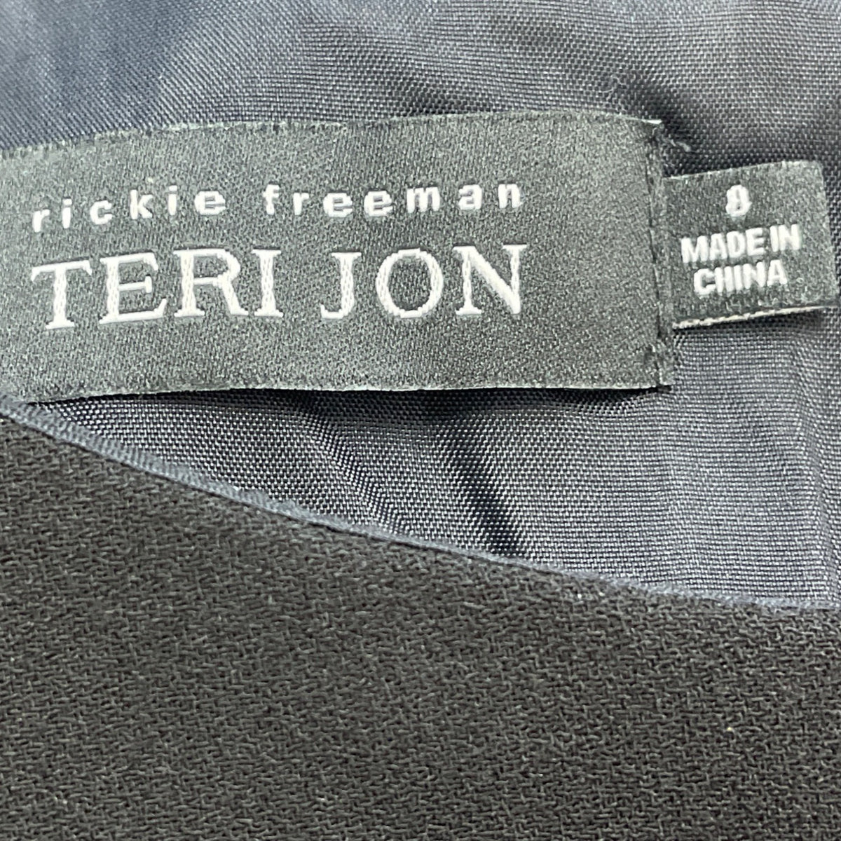 Rickie Freeman Terijon Women's Black Satin Sleeve Sheath Dress Elegant Size 8