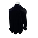 Talbots Petite Black Velvet Long-Sleeve Blouse With Ruffled Collar Sz PL - New
