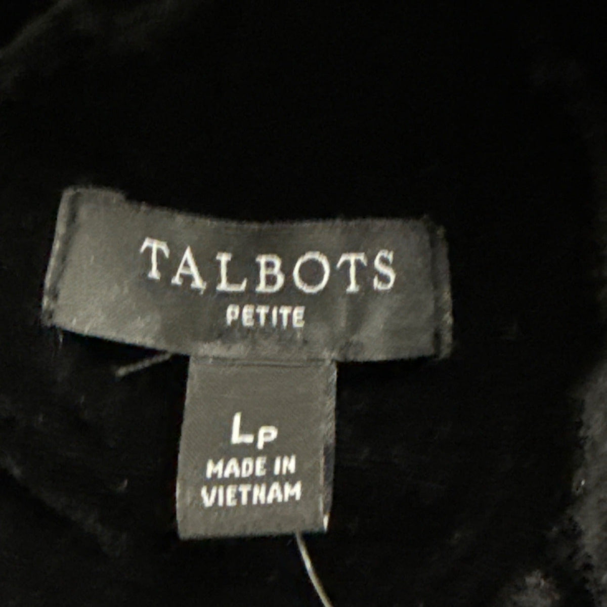 Talbots Petite Black Velvet Long-Sleeve Blouse With Ruffled Collar Sz PL - New