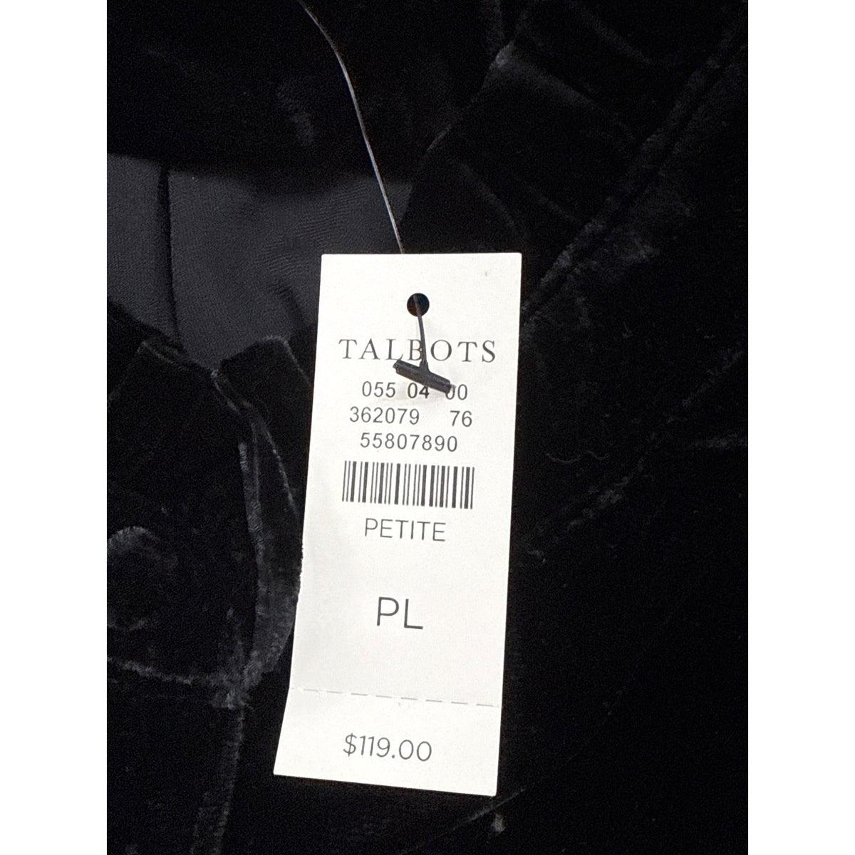 Talbots Petite Black Velvet Long-Sleeve Blouse With Ruffled Collar Sz PL - New