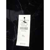 Talbots Petite Black Velvet Long-Sleeve Blouse With Ruffled Collar Sz PL - New