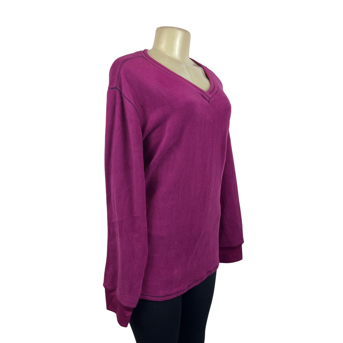 Jaclyn Intimates Magenta V-Neck Fleece Womens Sweatshirt Sz 2X - New