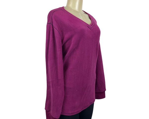 Jaclyn Intimates Magenta V-Neck Fleece Womens Sweatshirt Sz 2X - New
