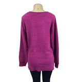Jaclyn Intimates Magenta V-Neck Fleece Womens Sweatshirt Sz 2X - New