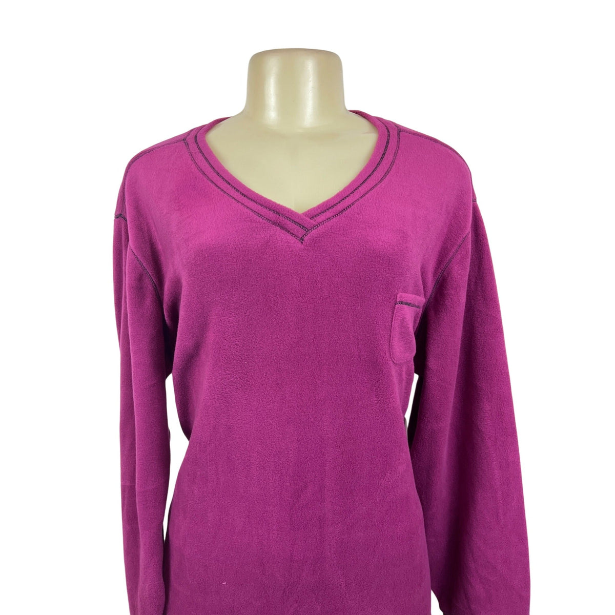 Jaclyn Intimates Magenta V-Neck Fleece Womens Sweatshirt Sz 2X - New