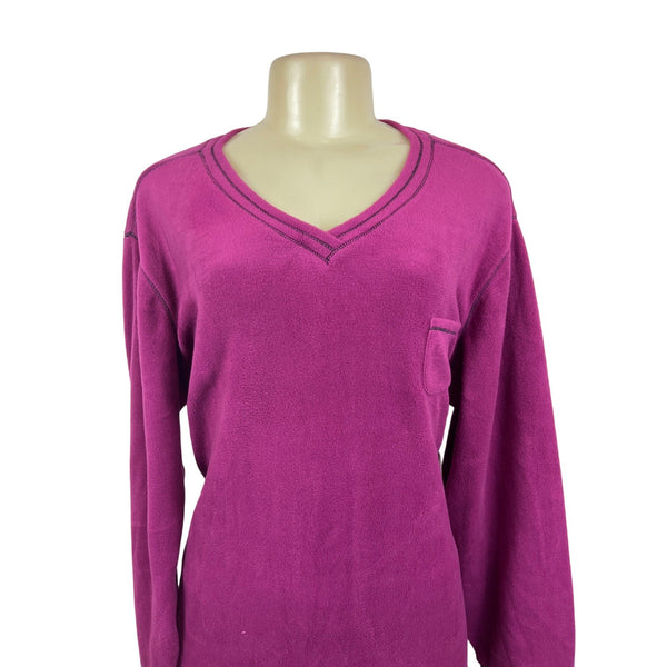 Jaclyn Intimates Magenta V-Neck Fleece Womens Sweatshirt Sz 2X - New