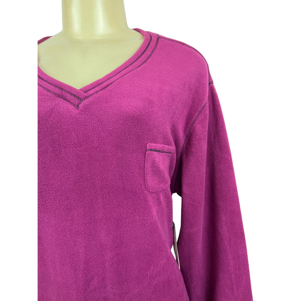 Jaclyn Intimates Magenta V-Neck Fleece Womens Sweatshirt Sz 2X - New