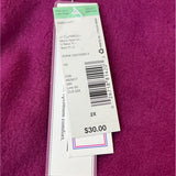 Jaclyn Intimates Magenta V-Neck Fleece Womens Sweatshirt Sz 2X - New