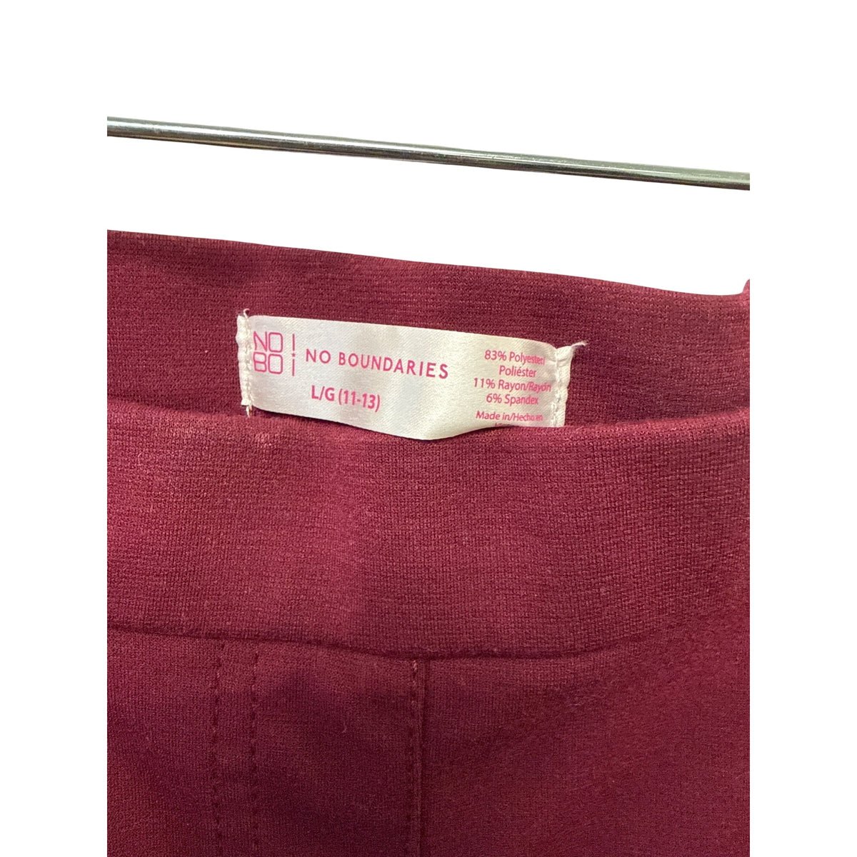 No Boundaries Womens Burgundy Polyester Blend Pull-On Leggings With Pockets Size L/G