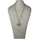 Vintage Gold Tone Enamel Flower Pendant And Necklace - 24in