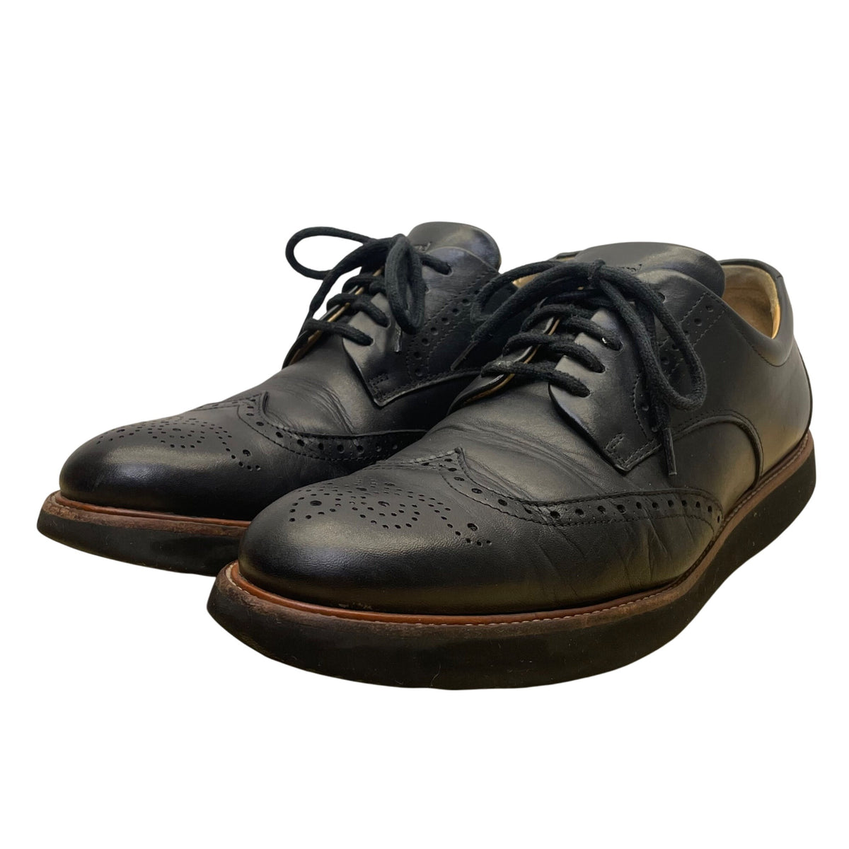Hubbard Men’s Black Leather Wingtip Tipping Point Oxford Shoes Size US9 M