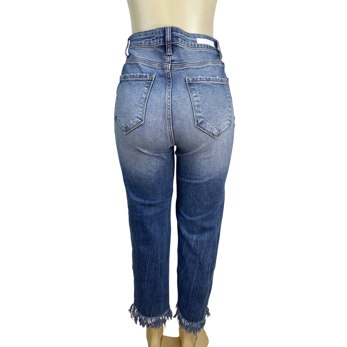 Cello Womens Distressed High-Waisted Cropped Denim Jeans With Frayed Hem Size 11