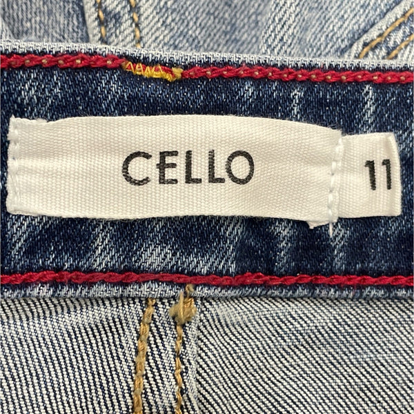 Cello Womens Distressed High-Waisted Cropped Denim Jeans With Frayed Hem Size 11