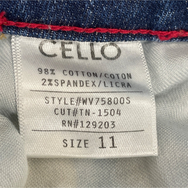 Cello Womens Distressed High-Waisted Cropped Denim Jeans With Frayed Hem Size 11