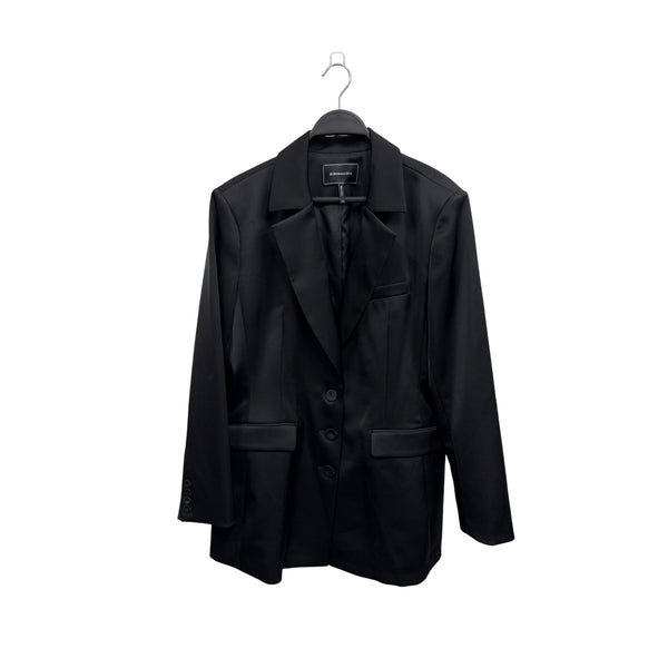 BCBGMAXAZRIA Womens Black Satin Blazer Jacket Size L