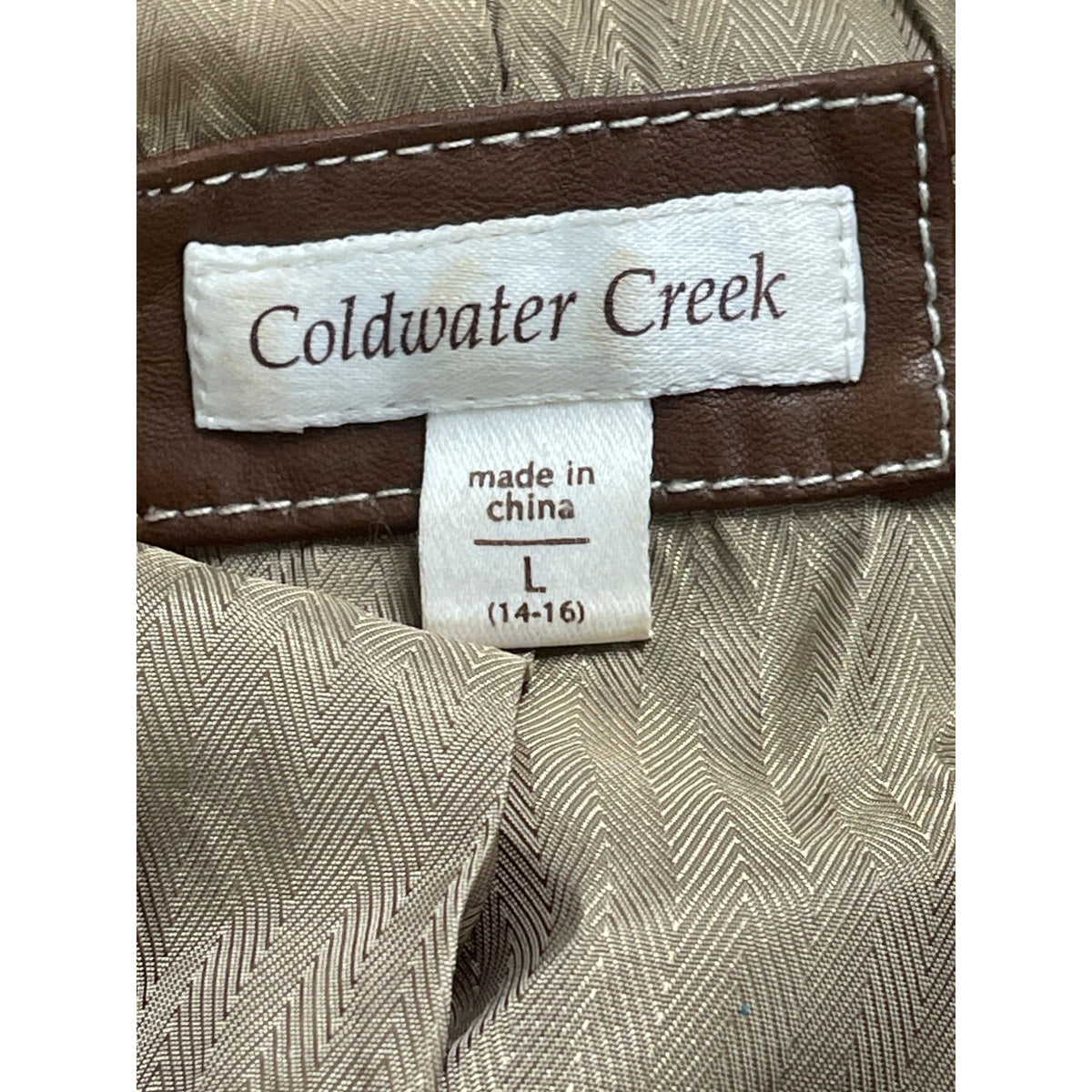 Coldwater Creek Brown Leather Sleeveless Women’s Vest With Zipper Front  Sz L