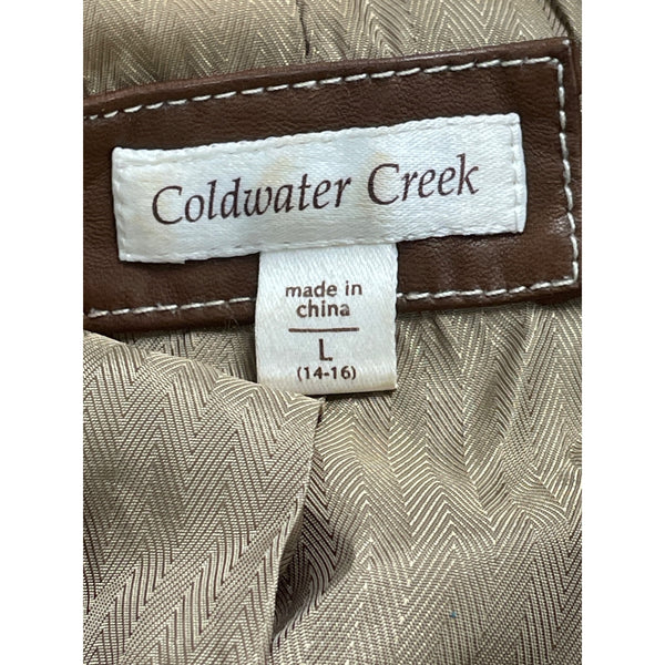 Coldwater Creek Brown Leather Sleeveless Women’s Vest With Zipper Front  Sz L