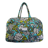 Vera Bradley Women’s Green/Blue/White Floral Quilted With Handles Duffel Bag - New