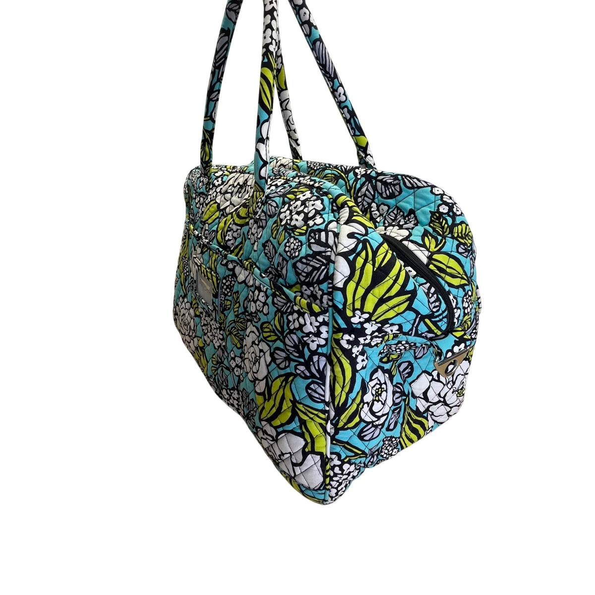 Vera Bradley Women’s Green/Blue/White Floral Quilted With Handles Duffel Bag - New