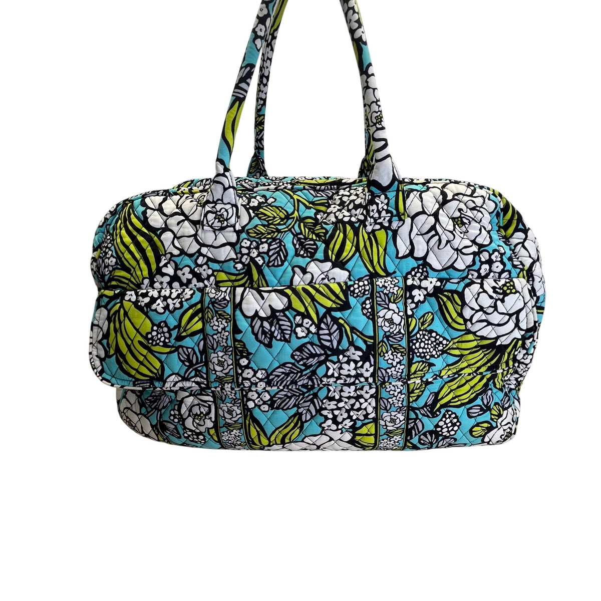 Vera Bradley Women’s Green/Blue/White Floral Quilted With Handles Duffel Bag - New