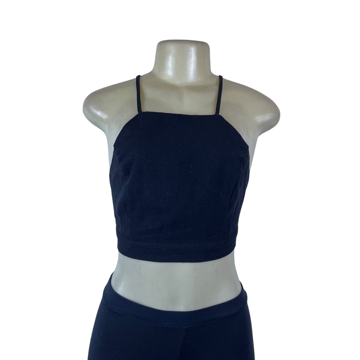 Lulus Women's Black Cotton Linen Bow Back Strappy Crop Top Size S - New