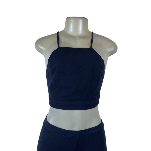 Lulus Women's Black Cotton Linen Bow Back Strappy Crop Top Size S - New