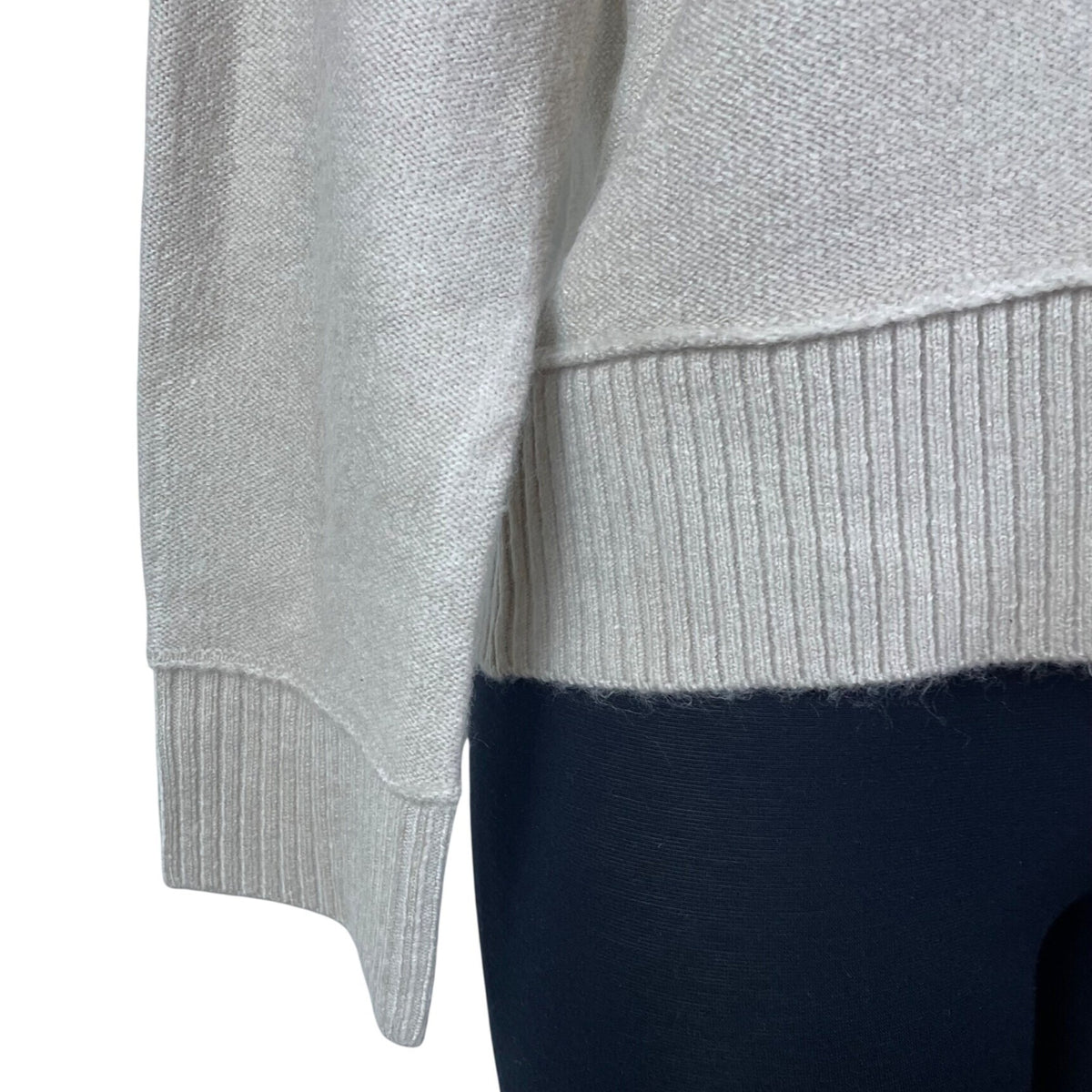 Stylus Women's Beige Ribbed Mock Neck Knit Sweater Casual Cozy Pullover Sz M