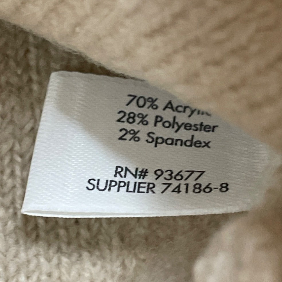 Stylus Women's Beige Ribbed Mock Neck Knit Sweater Casual Cozy Pullover Sz M