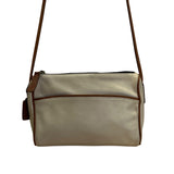 Coach Leatherware Cream & Brown With Zip Closure & Front Pocket Crossbody Bag