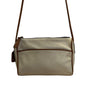 Coach Leatherware Cream & Brown With Zip Closure & Front Pocket Crossbody Bag