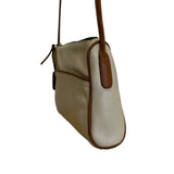 Coach Leatherware Cream & Brown With Zip Closure & Front Pocket Crossbody Bag