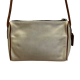 Coach Leatherware Cream & Brown With Zip Closure & Front Pocket Crossbody Bag