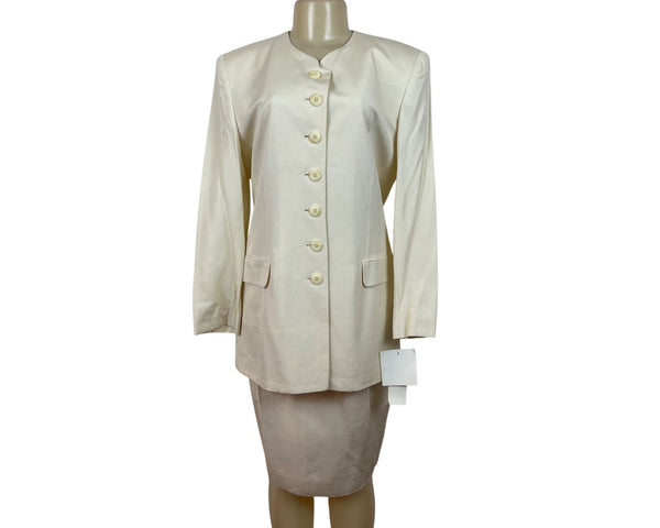 Vintage Jones New York Womens Cream Top & Skirt Two-Piece Set Sz 10 - New
