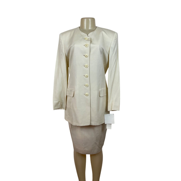 Vintage Jones New York Womens Cream Top & Skirt Two-Piece Set Sz 10 - New