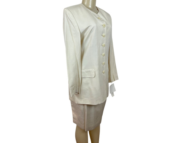 Vintage Jones New York Womens Cream Top & Skirt Two-Piece Set Sz 10 - New