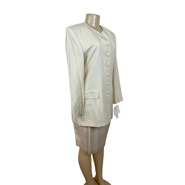 Vintage Jones New York Womens Cream Top & Skirt Two-Piece Set Sz 10 - New