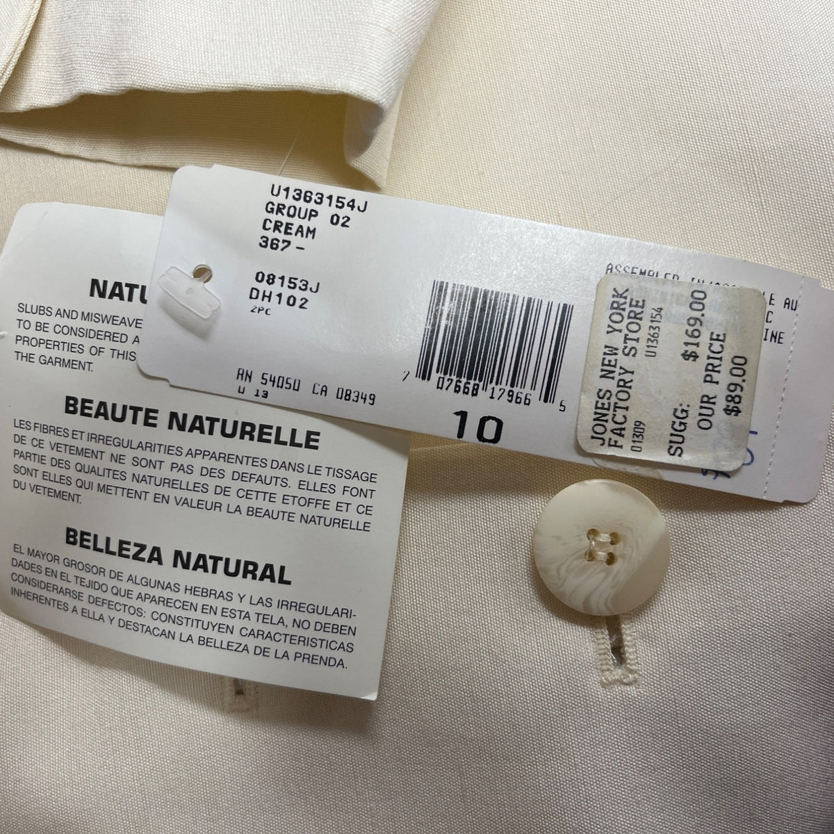 Vintage Jones New York Womens Cream Top & Skirt Two-Piece Set Sz 10 - New