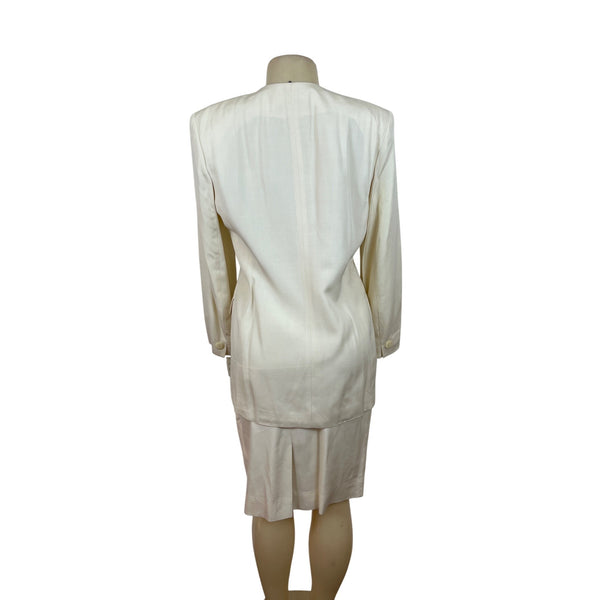 Vintage Jones New York Womens Cream Top & Skirt Two-Piece Set Sz 10 - New