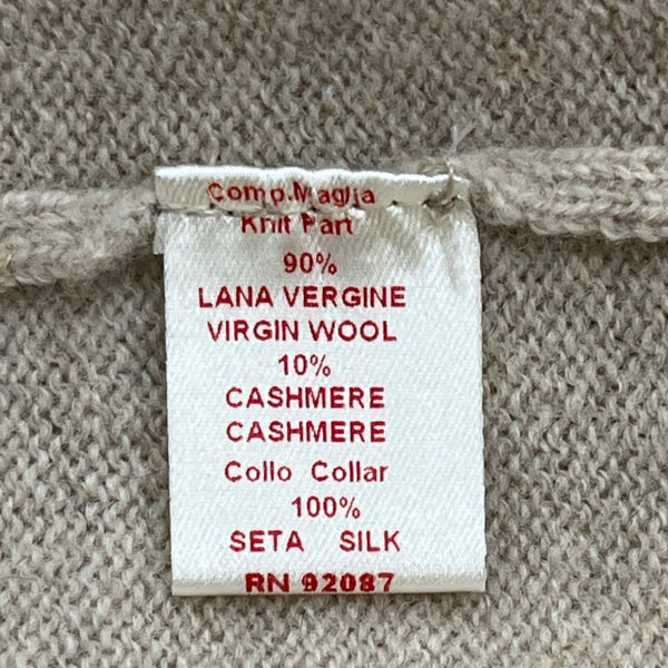 Altea Beige Cashmere Blend Open Front Cardigan With Pocket & Tie Sz Medium
