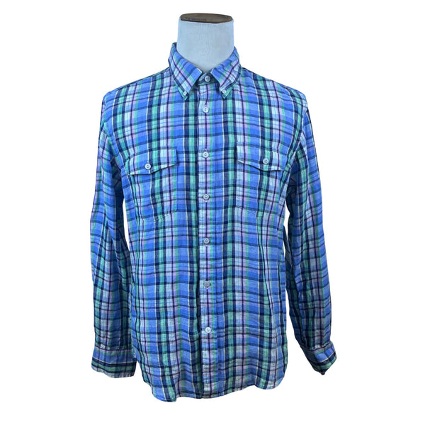 Tommy Hilfiger Mens Long Sleeve Blue Green Purple Button-Up Shirt Sz L - New