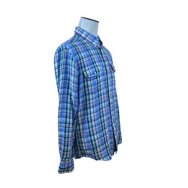 Tommy Hilfiger Mens Long Sleeve Blue Green Purple Button-Up Shirt Sz L - New