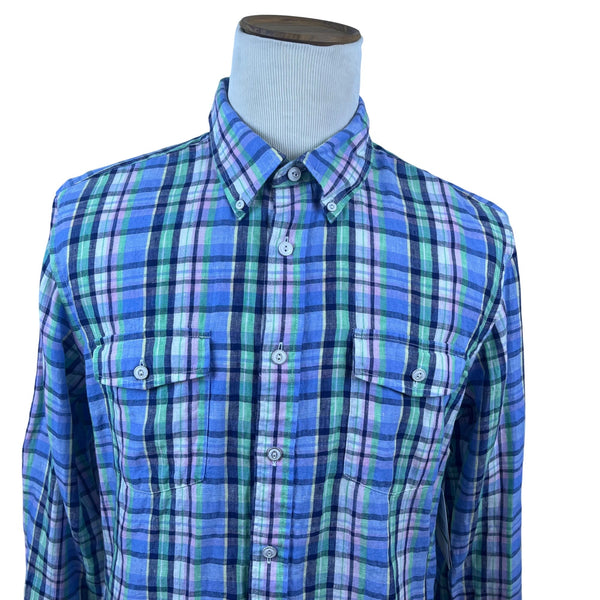 Tommy Hilfiger Mens Long Sleeve Blue Green Purple Button-Up Shirt Sz L - New