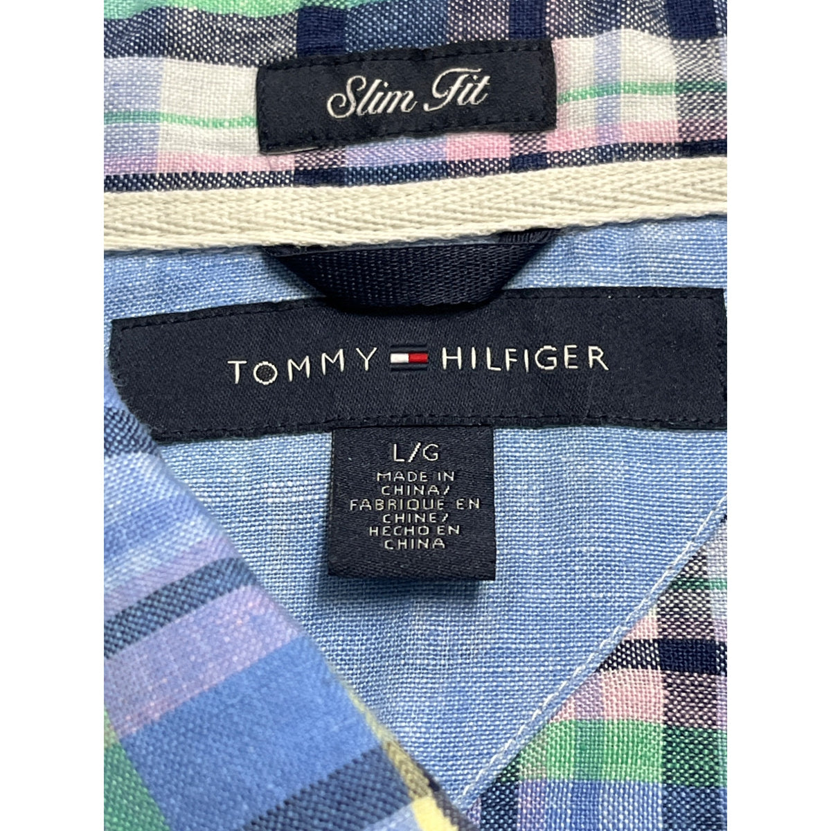 Tommy Hilfiger Mens Long Sleeve Blue Green Purple Button-Up Shirt Sz L - New