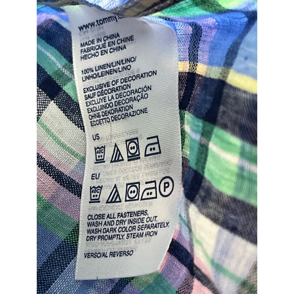 Tommy Hilfiger Mens Long Sleeve Blue Green Purple Button-Up Shirt Sz L - New