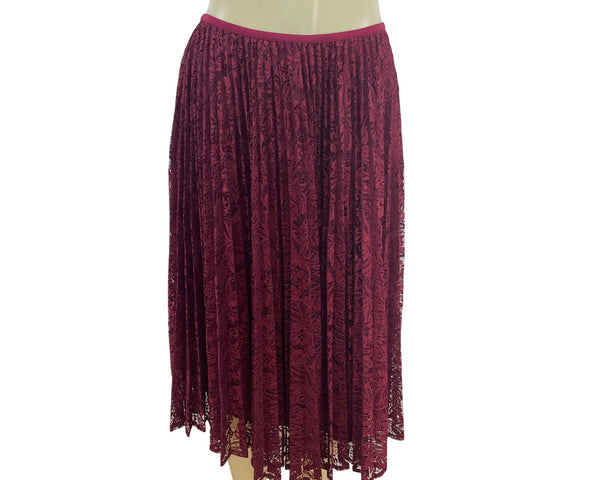 Talbots Womens Burgundy Lace Midi Skirt Size 2 - New