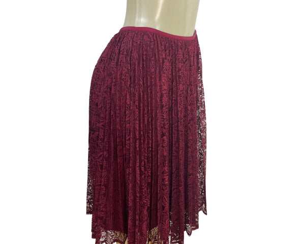Talbots Womens Burgundy Lace Midi Skirt Size 2 - New
