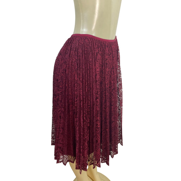 Talbots Womens Burgundy Lace Midi Skirt Size 2 - New