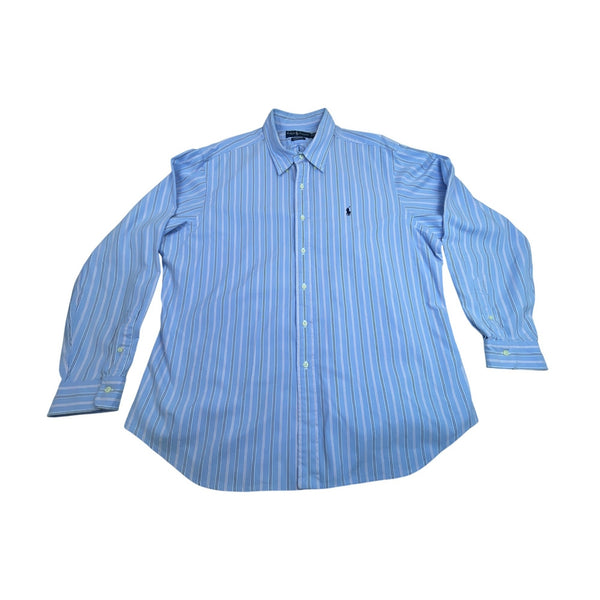 Ralph Lauren Men's Light Blue Striped Classic Fit Button-Down Shirt Sz XXL
