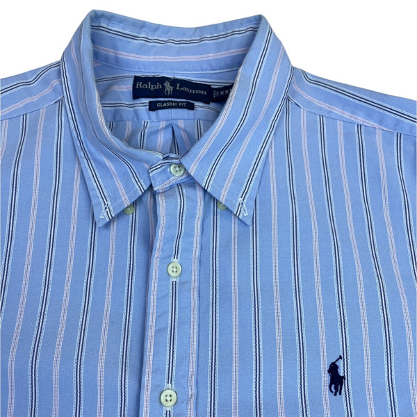 Ralph Lauren Men's Light Blue Striped Classic Fit Button-Down Shirt Sz XXL
